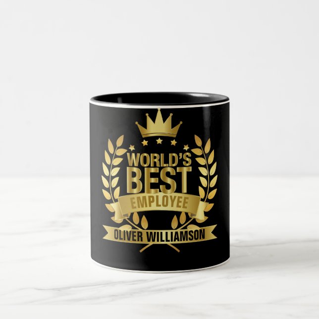 Caneca De Café Em Dois Tons Melhor Funcionário do Mundo Preto e Dourado 5 Estr (Centro)