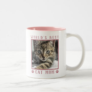 Caneca De Café Em Dois Tons Melhor Gato Mãe Rosa Imprime Foto Pet