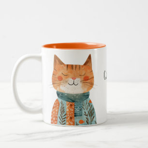 Caneca De Café Em Dois Tons Melhor Ilustração Felina de Gato da Mãe Gota com N