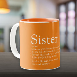 Caneca De Café Em Dois Tons Melhor Irmã do Mundo Definição Laranja