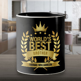Caneca De Café Em Dois Tons Melhor Irmão do Mundo Diversão Preto e Dourado
