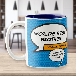 Caneca De Café Em Dois Tons Melhor Irmão Legal Moderno Divertido Quadrinho Azu