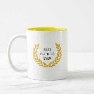 Caneca De Café Em Dois Tons Melhor Irmão Nunca e Ouro Laurel Wreath