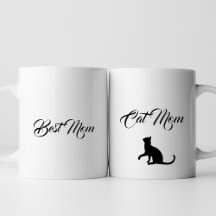 Melhor Mãe Cat Mãe preto e branco