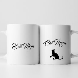 Caneca De Café Em Dois Tons Melhor Mãe Cat Mãe preto e branco