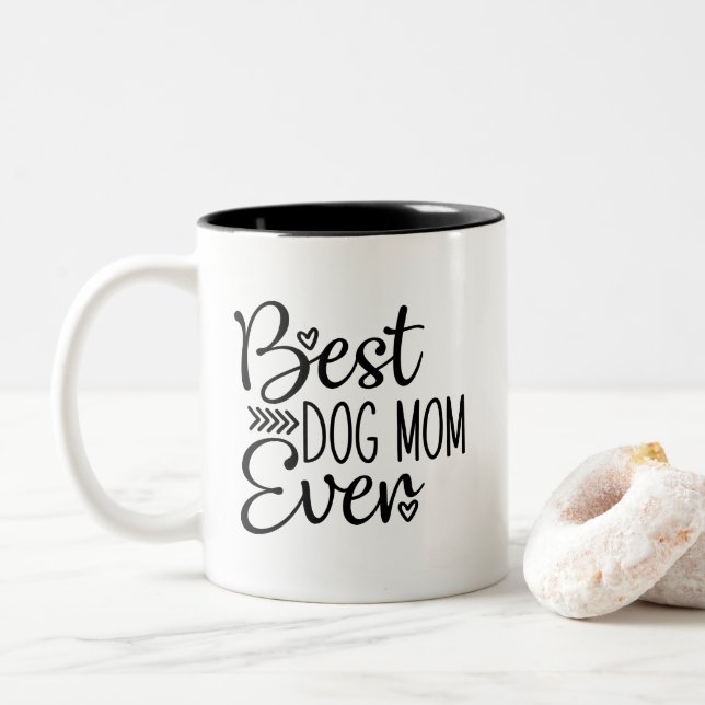 Caneca De Café Em Dois Tons Melhor Mãe De Cachorro (Com Donut)