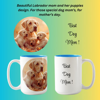 Caneca De Café Em Dois Tons Melhor mãe de cachorro Labrador e filhotes