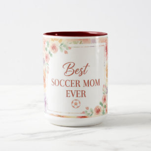 Caneca De Café Em Dois Tons Melhor Mãe de Futebol de Todos os Tempos Design Fl