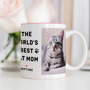 Caneca De Café Em Dois Tons Melhor Mãe de Gato do Mundo Foto Impressão de Pata