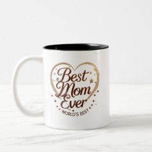 Caneca De Café Em Dois Tons Melhor Mãe de Todos - O Melhor Coração de Dois Ton