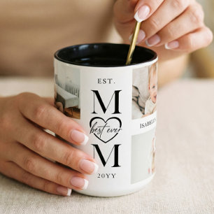 Caneca De Café Em Dois Tons Melhor Mãe de Todos os Tempos Colagem Personalizad