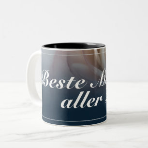 Caneca De Café Em Dois Tons Melhor mãe de todos os tempos com grande rosa rosa