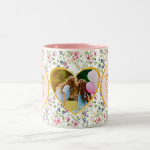 Caneca De Café Em Dois Tons Melhor Mãe do Mundo Floral Foto Dia das Mães