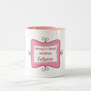 Caneca De Café Em Dois Tons Melhor Mãe dos Mundos Rosa e Branco