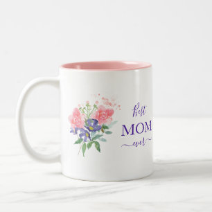 Caneca De Café Em Dois Tons Melhor Mãe Já Fez Floral Púrpura Rosa Rosa