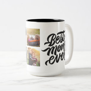 Caneca De Café Em Dois Tons Melhor Mãe já Personalizada 6 Colagem de Fotos