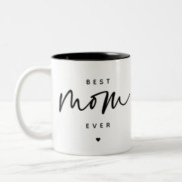 Caneca De Café Em Dois Tons Melhor Mãe Minimalista Típica de Script Tão elegan