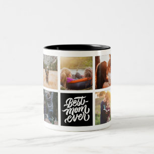 Caneca De Café Em Dois Tons Melhor Mãe Nunca Personalizada Colagem de Fotos Pr