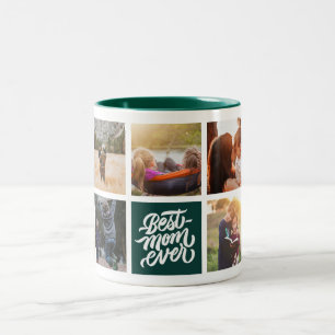 Caneca De Café Em Dois Tons Melhor Mãe Nunca Personalizada Colagem de Fotos V