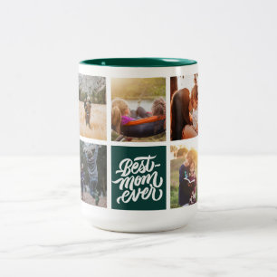 Caneca De Café Em Dois Tons Melhor Mãe Nunca Personalizada Colagem de Fotos V