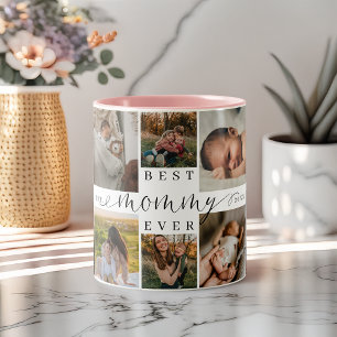 Caneca De Café Em Dois Tons Melhor Mamãe de sempre   Colagem de fotos do Dia d