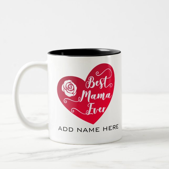 Caneca De Café Em Dois Tons Melhor Mamãe Personalizada Nunca (Esquerda)