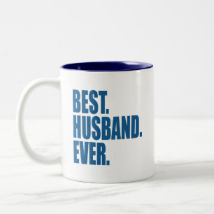 Caneca De Café Em Dois Tons Melhor.Marido. Nunca. (azul)