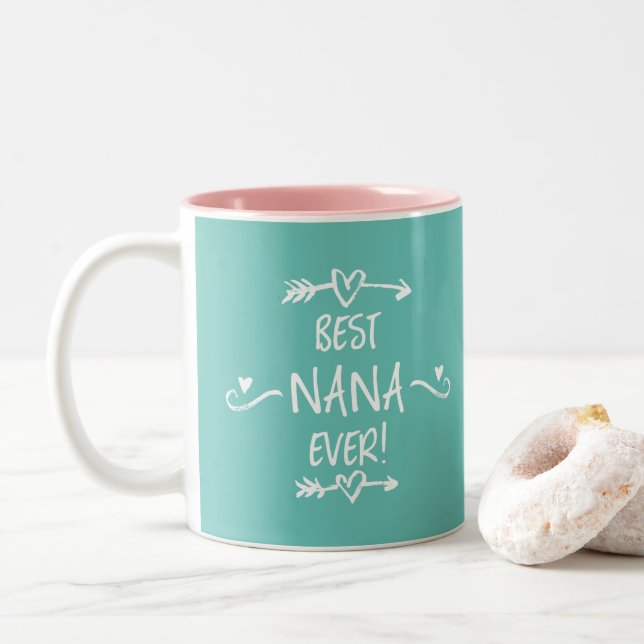 Caneca De Café Em Dois Tons Melhor Nana de Todos os Tempos (Com Donut)