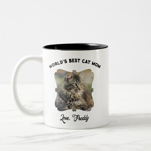 Caneca De Café Em Dois Tons Melhor Ornamentado da Mãe da Cat (Esquerda)