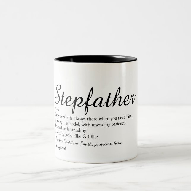 Caneca De Café Em Dois Tons Melhor Padrasto, Definição de Roteiro de Padrasto  (Centro)