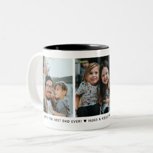 Caneca De Café Em Dois Tons Melhor Pai Colagem de 3 Fotos e Mensagem Personali