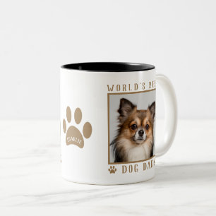 Caneca De Café Em Dois Tons Melhor Pai de Cachorro do Mundo Nome Pegada Foto P