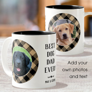Caneca De Café Em Dois Tons Melhor Pai De Cachorro Nome De Foto Beige