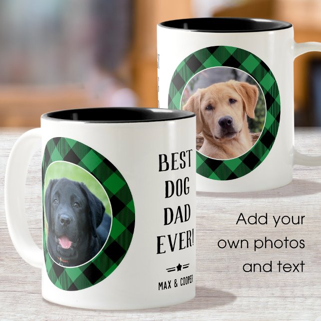 Caneca De Café Em Dois Tons Melhor Pai De Cachorro Nome Verde (Criador carregado)