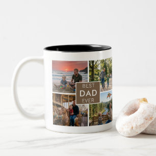 Caneca De Café Em Dois Tons Melhor Pai de Todos os Tempos 4 Fotos colagem Pers