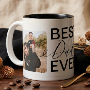 Caneca De Café Em Dois Tons Melhor Pai de Todos os Tempos Foto Colagem Complet