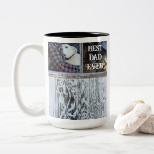 Caneca De Café Em Dois Tons Melhor Pai de Todos os Tempos Madeira Rústica Enve