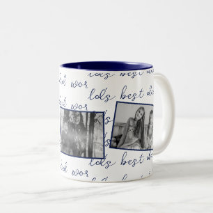 Caneca De Café Em Dois Tons Melhor Pai do Mundo Texto com Fotos Personalizadas