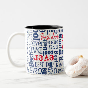 Caneca De Café Em Dois Tons Melhor Pai do Mundo Tipografia Moderna Vermelha e