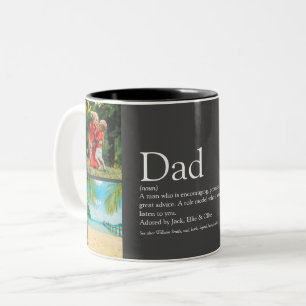 Caneca De Café Em Dois Tons Melhor Pai, Papai, Definição de Pai 4 Colagem de F