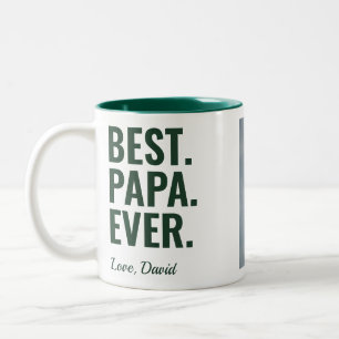 Caneca De Café Em Dois Tons Melhor. Papá. Nunca. Foto do dia de os pais