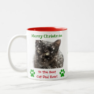 Caneca De Café Em Dois Tons Melhor Papai Gato de Natal Foto de Estimação