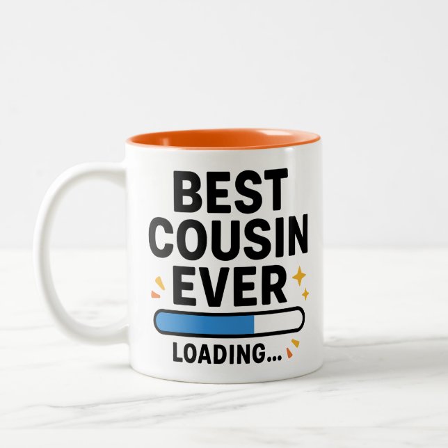 Caneca De Café Em Dois Tons Melhor Primo de Todos Carregando  (Esquerda)