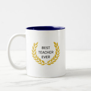 Caneca De Café Em Dois Tons Melhor Professora do Mundo e Ouro Laurel Wreath