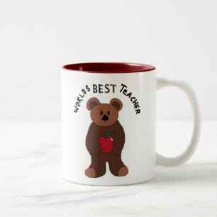 Caneca De Café Em Dois Tons Melhor Professora do Mundo - Urso de Teddy