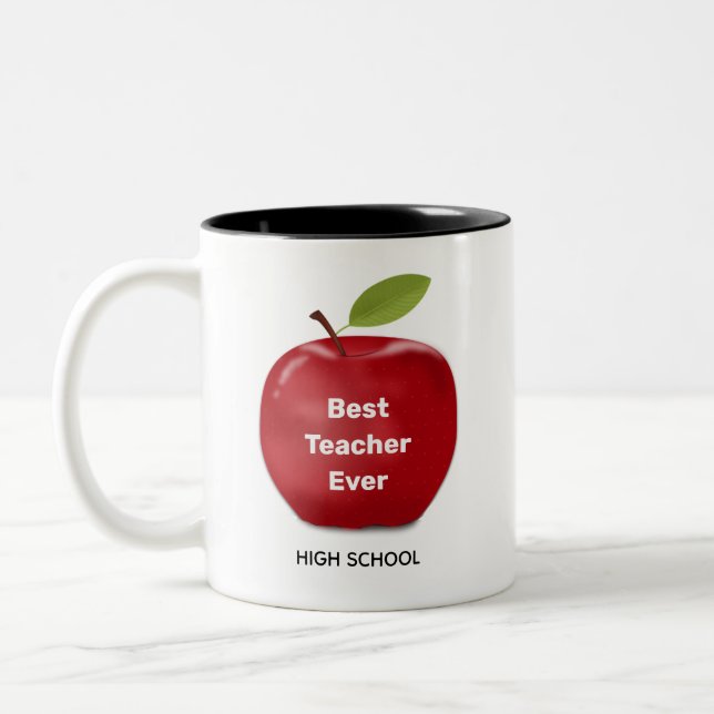 Caneca De Café Em Dois Tons Melhor Professora e Apple Vermelha (Esquerda)