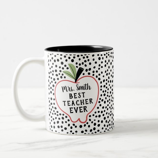Caneca De Café Em Dois Tons Melhor Professora Personalizada Em Caneca De Maçã (Esquerda)