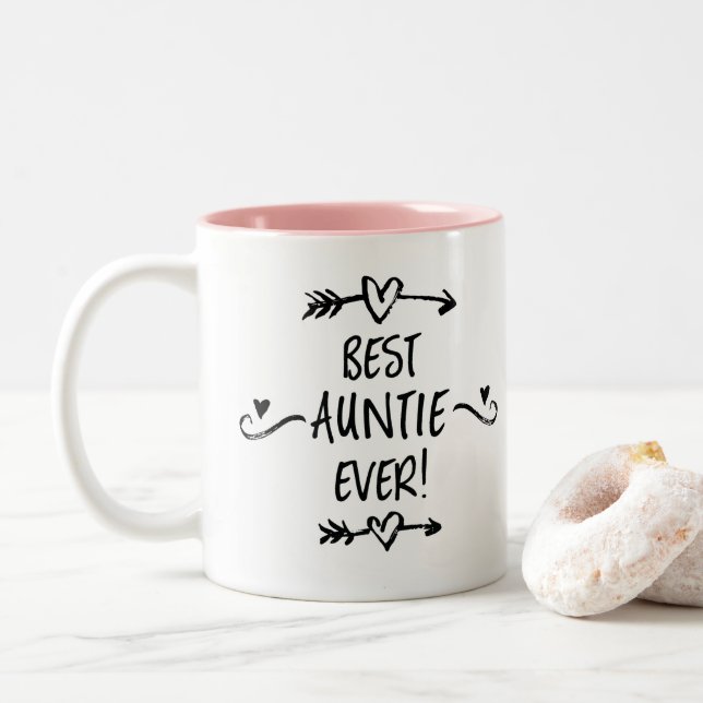 Caneca De Café Em Dois Tons Melhor Tia de Todos os Tempos (Com Donut)
