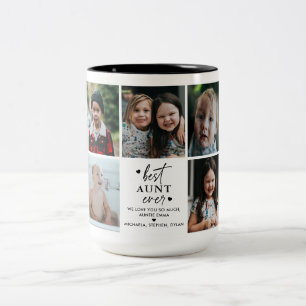 Caneca De Café Em Dois Tons Melhor Tia de Todos os Tempos Colagem de 7 Fotos c