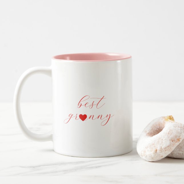 Caneca De Café Em Dois Tons Melhor Vovó, Presente de Vovó, Moderno  (Com Donut)